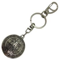 Chaveiro Sao Bento 12 cm metal prateado