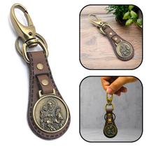 Chaveiro São José Couro Luxo Ouro Velho Marrom Chaveiro São José Couro Luxo Ouro Velho Marrom