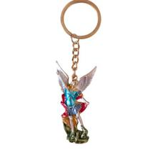 Chaveiro São Miguel Arcanjo Dourado com Asas Brancas em Metal Religioso Decorativo para Chaves Bolsas e Mochilas Chaveiro São Miguel Arcanjo Dourado com Asas Brancas em Metal Religioso Decorativo para Chaves Bolsas e Mochilas