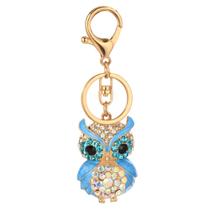 Chaveiro Sparkling Owl Blue Crystal Strass para mulheres