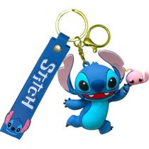 Chaveiro Stitch Chave Carro 3d Emborrachado com Alça Azul