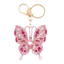 Chaveiro: strass metálico, borboleta, liga de zinco