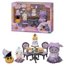 Chaveiro Sylvanian Families Halloween - Abóbora com Figuras de Chihuahua e Gato Persa