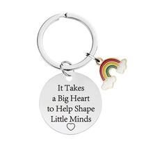 Chaveiro Teacher Appreciation Rainbow Charm em aço inoxidável Chaveiro Teacher Appreciation Rainbow Charm em aço inoxidável