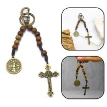 Chaveiro Terço Dezena Aberta Imbuia Medalha de São Bento