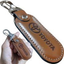 Chaveiro Toyota Couro Marrom Chave Carro Mosquetão Argola Gancho Luxo