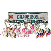 Chaveiro Unicórnio Arco-Íris Plástico 4,5cm com 12 Unidades Make+ Chaveiro Unicórnio Arco-Íris Plástico 4,5cm com 12 Unidades Make+