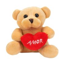 Chaveiro Urso Bege Coração Amor 12cm - Pelúcia