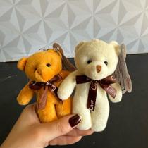 Chaveiro urso de pelúcia branco ou marrom decorativo para pendurar chaveirinho ursinho