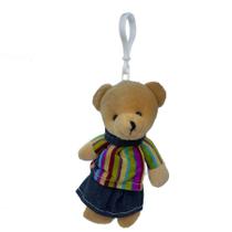 Chaveiro Urso de Pelúcia - Vestido Listrado Colorido - 14cm - 1 unidade - Rizzo