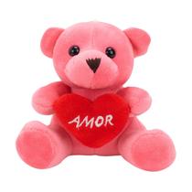 Chaveiro Urso Rosa Coração Amor 12cm - Pelúcia
