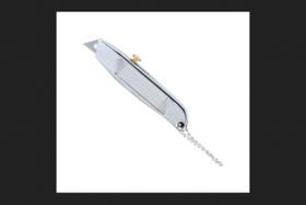 Chaveiro Utility Knife Home Plus em alumínio prateado