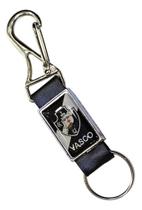 Chaveiro Vasco Escudo Mosquetão De Metal E Couro 11 Cm Preto