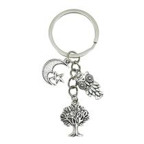 Chaveiro Vintage Silver Life Tree, Lua, Estrela, Coruja Chaveiro Vintage Silver Life Tree, Lua, Estrela, Coruja