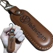 Chaveiro Volkswagen Couro Marrom Mosquetão Chave Carro Luxo Chaveiro Volkswagen Couro Marrom Mosquetão Chave Carro Luxo