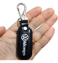 Chaveiro Volkswagen Preto Couro Chave Carro Mosquetão Argola Gancho