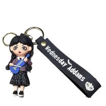 Chaveiro Wednesday Addams Cute com violino e bolinhas Chaveiro Wednesday Addams Cute com violino e bolinhas