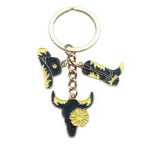Chaveiro: Western Cowboy, chapéu, botas, pingente, metal esmaltado