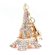Chaveiro Yosoo Rhinestone Eiffel em forma de pingente de cristal em forma de torre