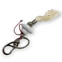 Chaveiro Ze Pelintra Com chapéu Branco com Pompom Bege