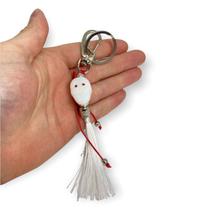 Chaveiro Ze Pelintra Crânio Branco com Pompom Branco