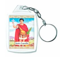 Chaveiros Acrílicos Santo Expedito 3x4cm Com Argolas Com 12 Unidades