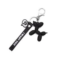 Chaveiros Creative Balloon Dog Estilo Soft Silicon Key Holder School Recompensas Presentes Ideais para Meninas Mulheres - Preto