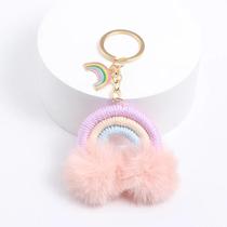 Chaveiros De Bola De Lã Colorida Arco-Íris Para Mulheres E Meninas, Joias Artesanais, Presente Para