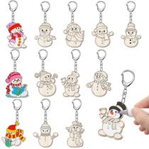 Chaveiros de madeira Snowman Trnayi 36 peças DIY 6,5 cm
