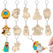 Chaveiros de madeira Trnayi, 36 peças, kit de Natal DIY, 6,5 cm