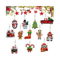 Chaveiros De Strass De Cristal Dupla Face Com Tema De Natal, 12 Peças, Ornamentos De Arte Para