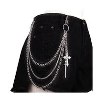 Chaveiros Em Camadas Estilo Punk Rock Unissex, Correntes De Cinto Hip-hop, Acessórios Para Carteira