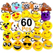 Chaveiros Plush Emoticon Mini Pillows OHill - Pacote com 60 Unidades