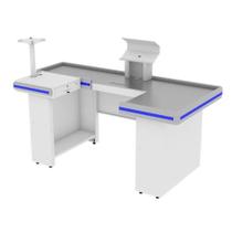 Check Out Amapá Premium Azul em U 2,00 x 1,00 x 0,90 com Preparação para Balança Acabamento Branco