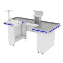 Check Out Amapá Premium Azul em U 2,00 x 1,00 x 0,90 com Preparação para Balança Acabamento Branco