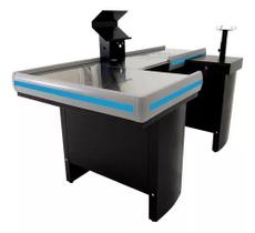 Check-out Caixa De Supermercado 2,0m Bilateral Kit Amapá Cor Preto Perfil Azul