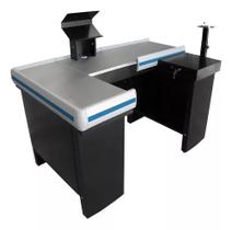 Check-out Caixa Supermercado Kit Para Automação Gaveta 1,55 Cor Preto Perfil Azul