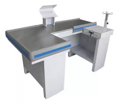 Check-out Caixa Supermercado Kit Para Automação Gaveta 1,80 Cor Branco Perfil Azul Check-out Caixa Supermercado Kit Para Automação Gaveta 1,80 Cor Branco Perfil Azul