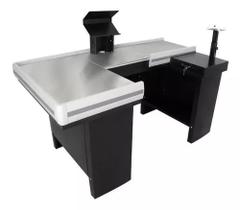 Check Out Leve De 1,80m Mesa Reta Com Kit Amapá Cor Preto Perfil Cinza