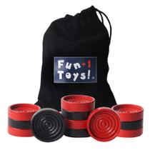 Checker Pieces Fun+1 Toys! 26 vermelho/preto de 2,86 cm de madeira com saco