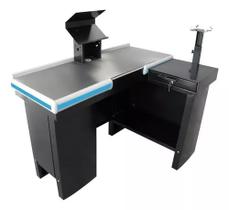 Checkout Caixa De Supermercado 1,30 C/ Furação Balança Amapá Cor Preto Perfil Azul