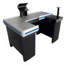 Checkout Caixa De Supermercado 1,50 Kit Para Automação Amapá Cor Preto Perfil Azul Checkout Caixa De Supermercado 1,50 Kit Para Automação Amapá Cor Preto Perfil Azul