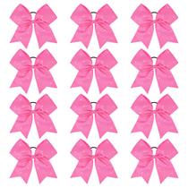 Cheer Bows CEELGON Pink Glitter com strass, 20 cm, 12 unidades