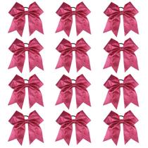 Cheer Bows DEEKA de 7 polegadas rosa brilhante para meninas, 12 unidades