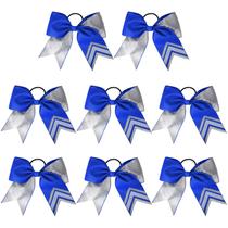 Cheer Bows DEEKA Two Toned Glitter Silver/Royal Blue x8 Girls