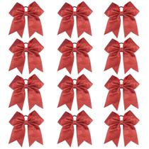 Cheer Bows DEEKA vermelho brilhante de 7 polegadas para meninas, 12 unidades