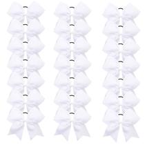 Cheer Bows Oaoleer 21 peças, 20 cm, branco, jumbo com suporte de rabo de cavalo Cheer Bows Oaoleer 21 peças, 20 cm, branco, jumbo com suporte de rabo de cavalo
