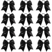 Cheer Hair Bows Caenagrion Sequin, preto, 7 polegadas, 12 unidades