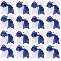 Cheer Hair Bows Hipcheer Glitter Azul Branco 16 unidades