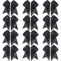 Cheer Hair Bows OAOLEER Glitter de 7 polegadas para meninas adolescentes pretas